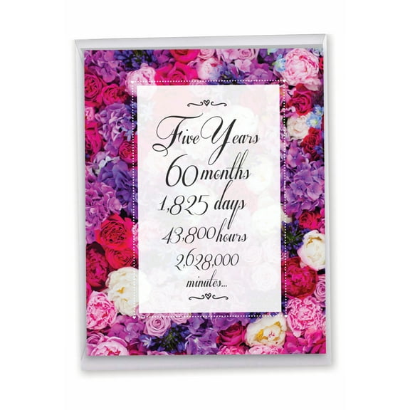 1 Large 5th Happy Anniversary Greeting Card (8.5 x 11 Inch) - Time Count Milestones 5 J9435MAG-US