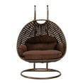 thumbnail image 3 of LeisureMod Mendoza Dark Brown Wicker Hanging 2 Person Egg Swing Chair with Stand & Brown Cushions, 3 of 9