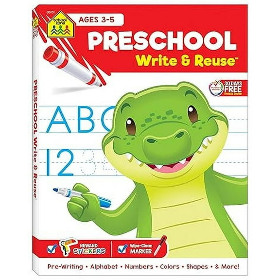 School Zone Preschool Write and Reuse Workbook (Spiral-Bound)