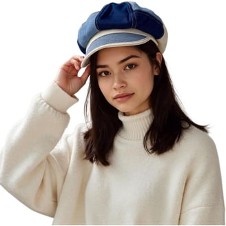 1955 Women\'s Denim Flower Beret Hat- French Style Artist Casual Sun Hat Camellia Denim Beret | Floral Painter Style - sunfere main image 4