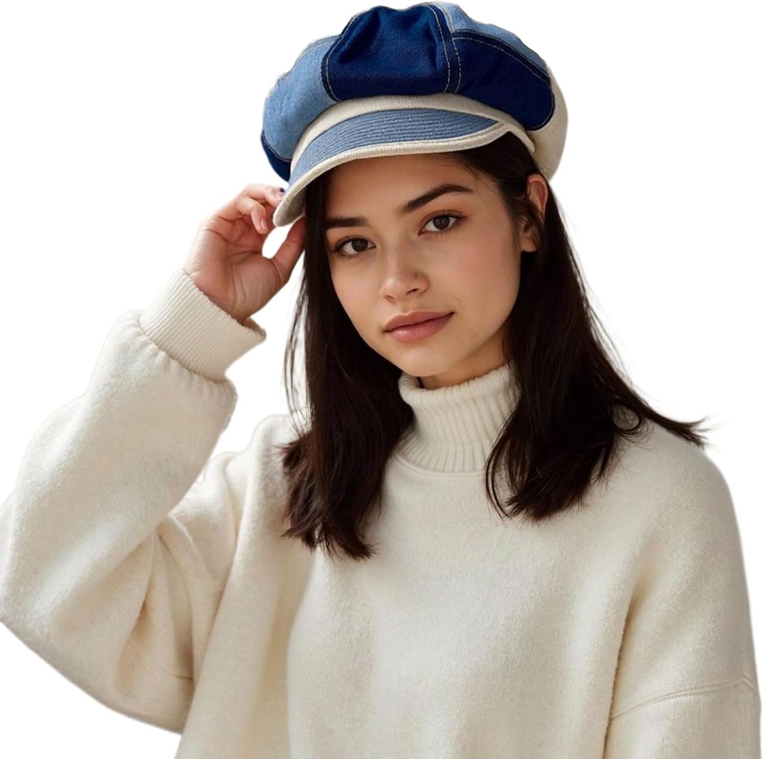 Women Bow Pearl Woven Beret Summer Hollow Out Slouchy 