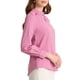 thumbnail image 4 of Blusa de botón con cuello de pie y pliegues para mujer INSPIRE CHIC XL Rosa Pink, 4 of 7