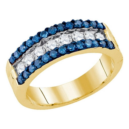 Fusion Collections 10kt Las Designer Yellow Gold Blue Diamond 10kt Las Designer Yellow Gold Blue Diamond Wedding Band 1 00ctw