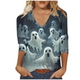 thumbnail image 2 of Zorckvet Women's T-Shirt - Ghost Print, 3/4 Sleeve & V-Neck, 2 of 5