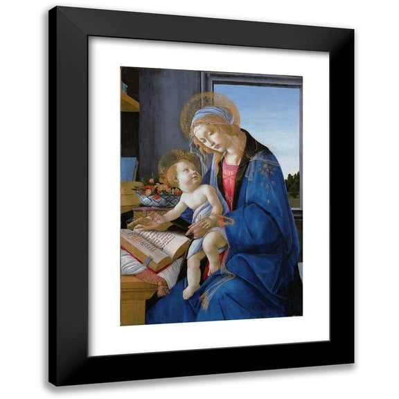 Sandro Botticelli 11x14 Black Modern Framed Museum Art Print Titled - The Virgin and Child (The Madonna of the Book) (1480)