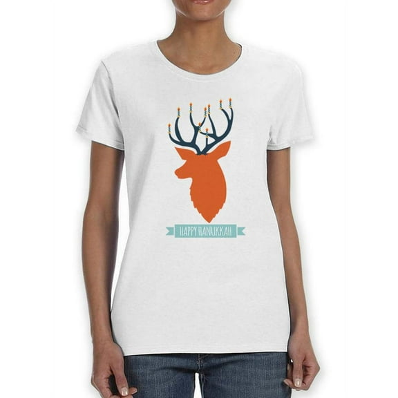 Happy Hanukkah Reindeer T-Shirt Women -SPIdeals Designs, Female XX-Large