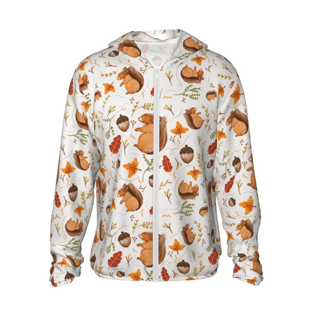 Fotbe Squirrel Chaqueta con Protección Solar UPF 50+ para Hombre y Mujer, Camisa con Capucha y Bolsillos-Medium