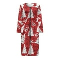 thumbnail image 4 of Xoenoiee Christmas Tree Snowflake Print Women Zipper Front Robes Xmas Long Sleeve Full Length Housecoat with Pockets Loungewear Nightgowns Plus Size, 4XL, 4 of 7