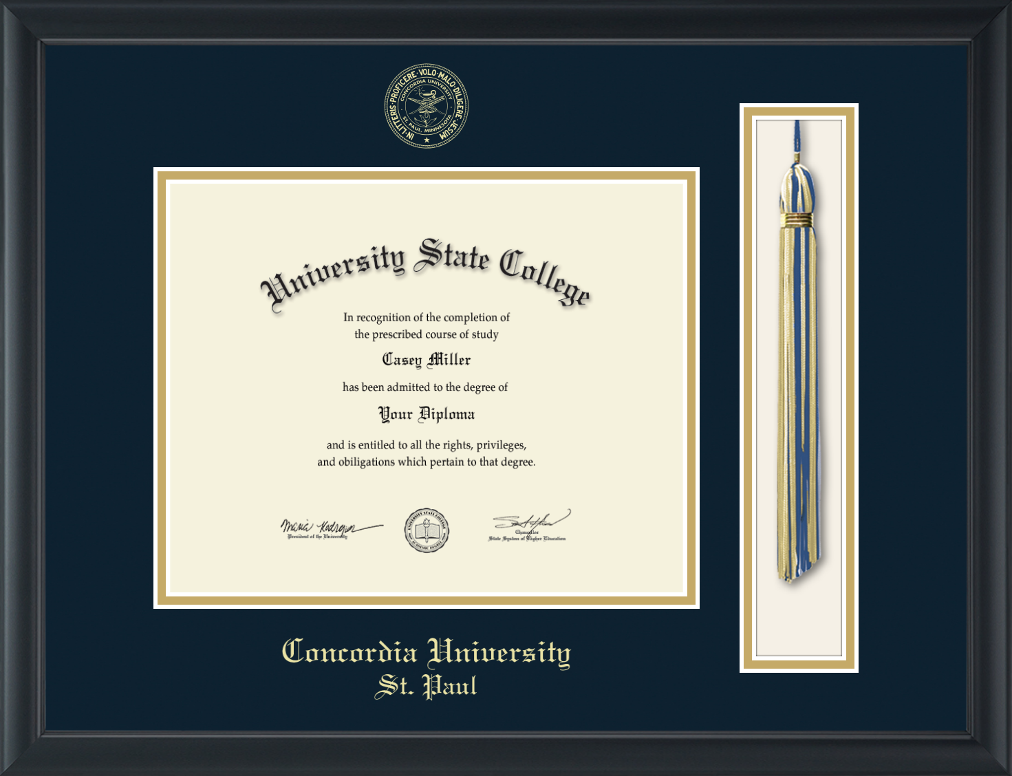 Concordia University Saint Paul Minnesota Tassel Diploma Frame
