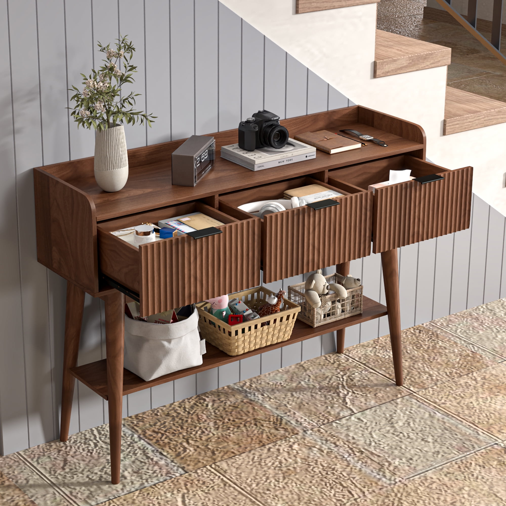 Entryway Sofa Table, Narrow Console Table, Entryway Table with 3 Drawer