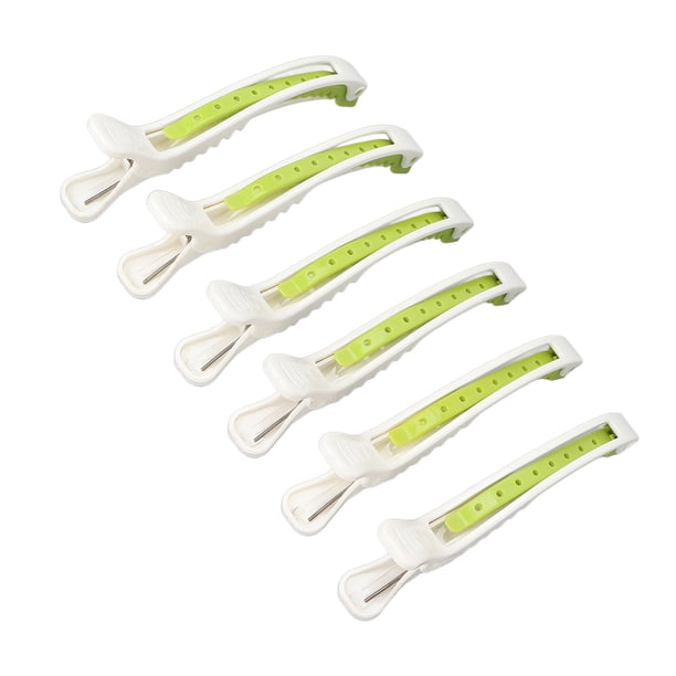 6 uds pinzas para peinar el cabello ABS profesionales previenen las horquillas de corte de pelo antideslizantes para maquillaje de salón blanco + verde