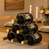 6-Bottle Wine Rack, Countertop Metal Wine Holder and Bottle Organizer, Small Tabletop Pyramid Wine Storage for Kitchen, Bar, or Dining Room