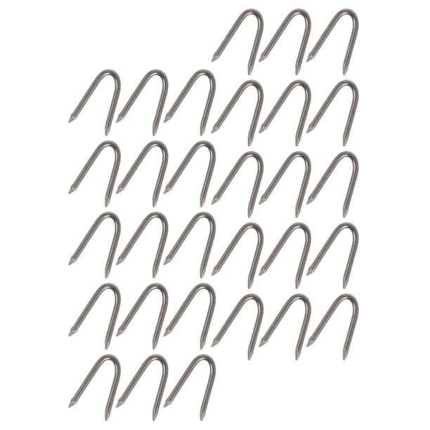 OULII 140Ud Clavos En U De Hierro Para Cercas Jardín Fijación Estacas Metal Plata Resistentes Durables