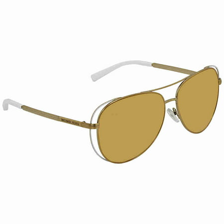 Michael Kors White Liquid Gold Aviator Ladies Sunglasses MK1024-11927P-58
