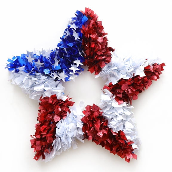 Large Tinsel Star Wreath, Patriotic by Way to Celebrate