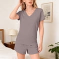 thumbnail image 3 of EnJoCho Girls 2 Piece Summer Outfits Tween Short Sleeve V Neck T Shirt Elastic Waist Shorts Matching Set Pockets Casual Beach Sets, 3 of 9