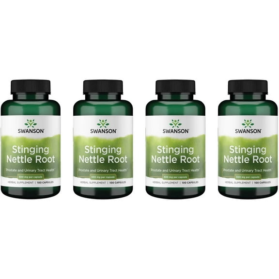 Swanson Stinging Nettle Root (Urtica Dioica) - Herbal Supplement - (100 Capsules, 500mg) (4 Pack)
