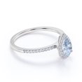 thumbnail image 3 of JeenMata 1 Carat Pear Shaped Created Aquamarine Halo Wedding Ring in 18k White Gold over Silver, 3 of 6
