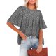 thumbnail image 3 of Blusa de manga corta con cuello redondo, blusa de manga corta, blusa de verano para mujer, blusa informal de manga corta para mujer, diseñada meticulosamente, 3 of 6