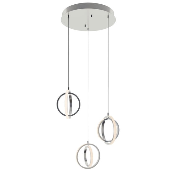 AFX Lock 3 Light Round Pendant - Medium Base 120V Satin Nickel