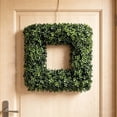 thumbnail image 5 of Artificial Green Boxwood Wreath for Front Door Indoor Outdoor Decor All Season Low Maintenance Durable Faux Plant Decoration with Lifelike Appearance 19 Inch Size, 5 of 5