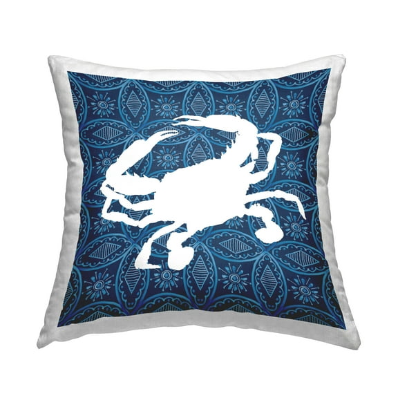 Stupell Industries Sea Patterned Crab Decorative Printed Throw Pillow Design by Carol Robinson.