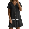 thumbnail image 4 of LIaqionyy Women Button down Dress Loose Summer Cotton Linen Dresses Short Sleeve Tunic Casual Sundresses, 4 of 7