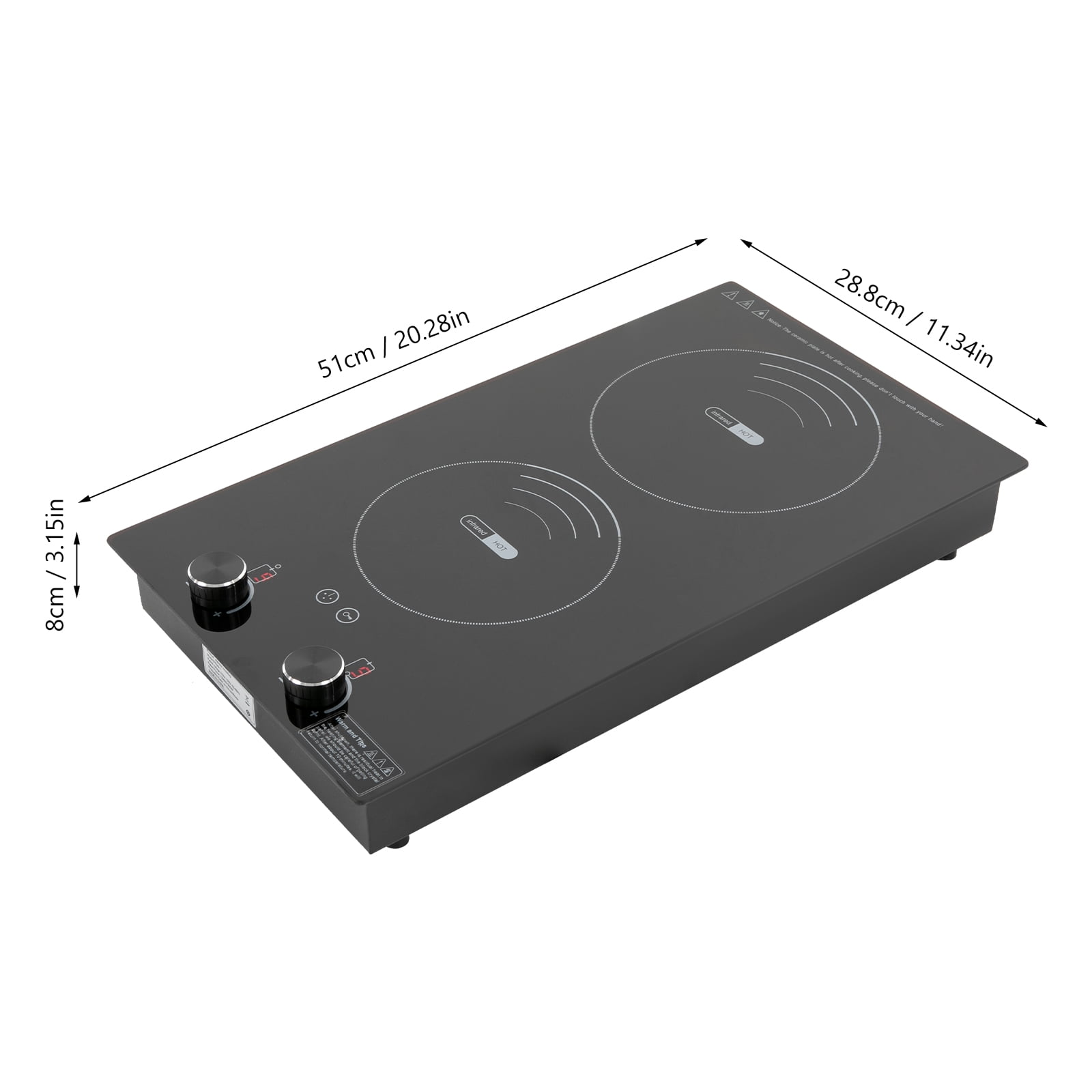 Cooktop Electric Hob Cook Top Stove 110V 2 Burners Ceramic Cooktop