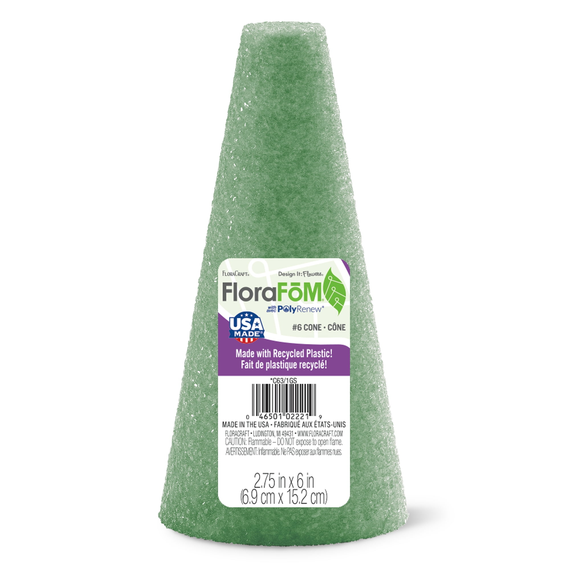 FloraCraft FloraFōM 6" Green Foam Cone, 36 Pack