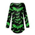 thumbnail image 5 of JULMCOMO Halloween Shirts for Women Funny Pumpkin Bat Castle Print Round Neck Long Sleeve Shirts Halloween Costume Holiday Tunic Tops Dark Green 3XL, 5 of 5