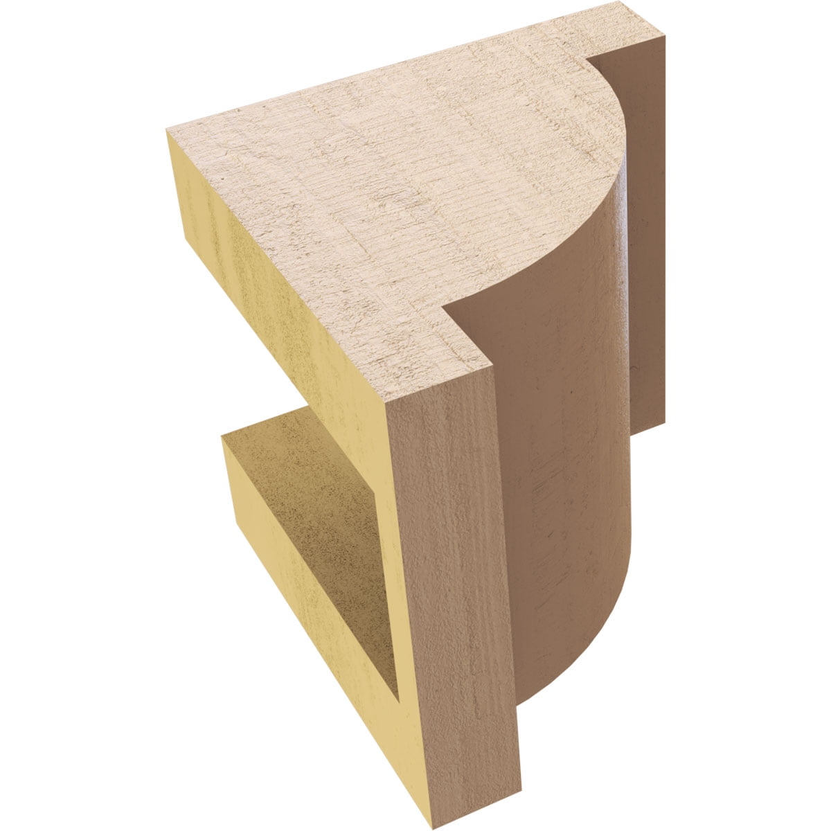 4"W x 4"D x 4"H Wide Alpine Rough Cedar Woodgrain TimberThane Corbel, Primed Tan