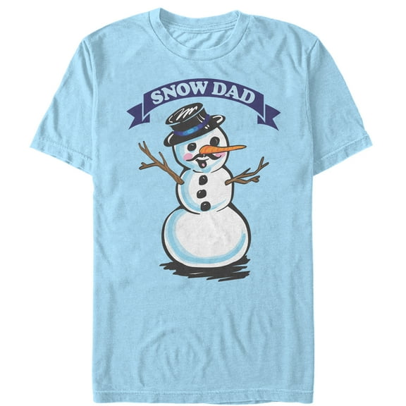 Men's Lost Gods Christmas Snowman Dad  Graphic Tee Light Blue Medium