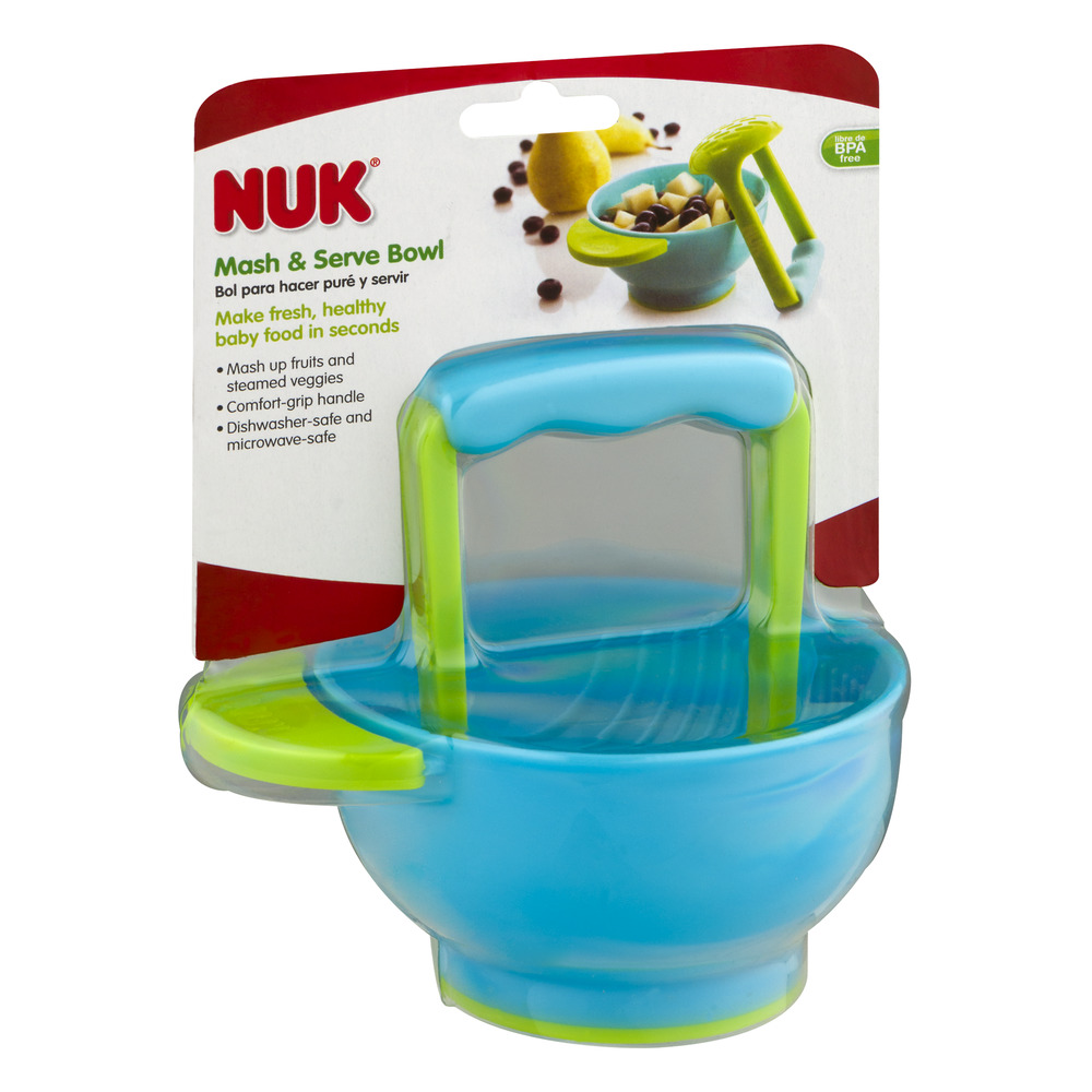 NUK® Mash & Serve Bowl with Masher to Prep and Serve Baby Food, Blue/Green - image 4 of 6