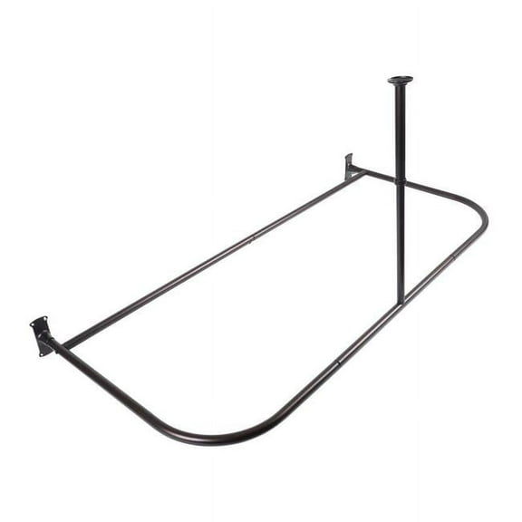 Utopia Alley Rustproof Wall Mounted Aluminum D-shape Shower Rod With Ceiling Support for Freestanding Tubs, 60 Inch Large Size by 25 Inch, Oil Rubbled Bronze