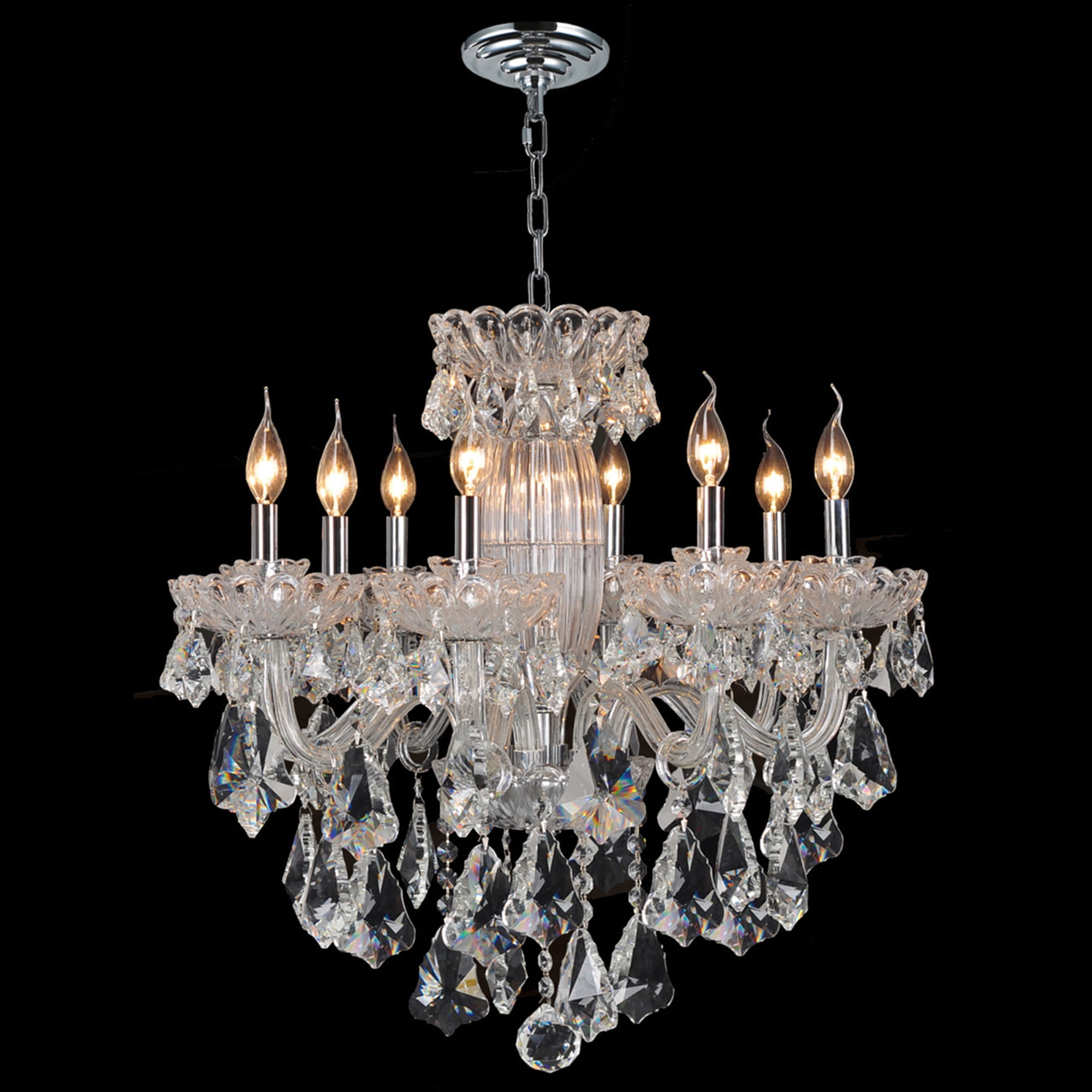 Olde World Collection 8 Light Chrome Finish Crystal Chandelier 25" D x 25" H Large