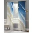 thumbnail image 3 of Abstract Beach Sheer Curtains 108 Inch Long 2 Panels, Navy Blue Beige Ombre Ocean Wave Coastal Sand Light Filtering Rod Pocket Curtains, Sheer Voile Drapes for Living Room Bedroom, 52"x108", 3 of 8