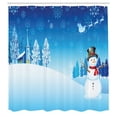 thumbnail image 3 of Ambesonne Christmas Shower Curtain, Snowman Winter Stars, 69"Wx75"L, Blue White, 3 of 5