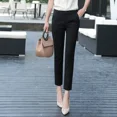 thumbnail image 4 of Pantalones de mujer de nueve puntos con pierna recta y cintura alta, ajustados y gruesos, para trabajo en hoteles, color negro, 4 of 4