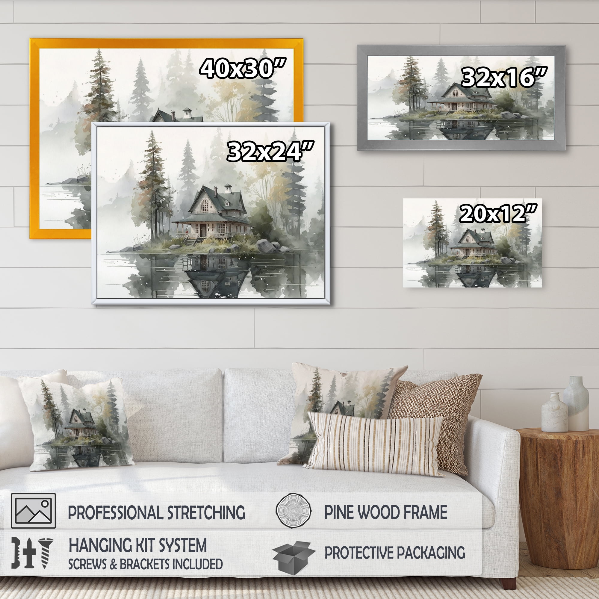 Designart Cottage By The Lake II Canvas Wall Art
