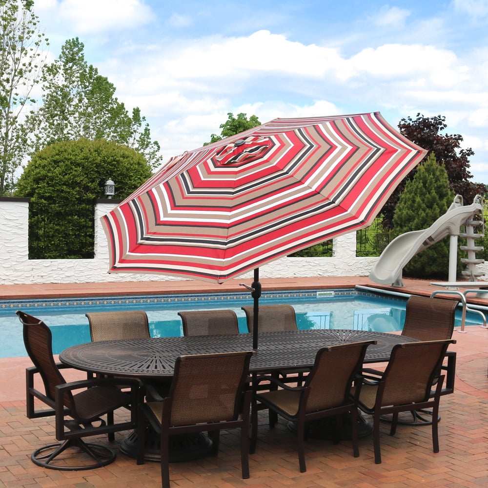 Sunnydaze 9 Foot Outdoor Patio Umbrella with Push Button Tilt & Crank
