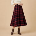 thumbnail image 6 of DYTTDG Women's Classic Plaid High-Waist A-Line Midi Skirt | Elastic Waist Mid-Calf Flared Skirt, Casual Spring-Fall Outer Bottom for Daily & Vacation Occasions, 6 of 8