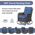 thumbnail image 3 of Unnifurnzi Outdoor Swivel Rocker Patio Chairs-Outdoor Swivel Rocking Chairs with Side Table 3 Pieces PE Wicker Patio Furniture Set for Porch Deck Balcony Garden-Gray/Blue, 3 of 7