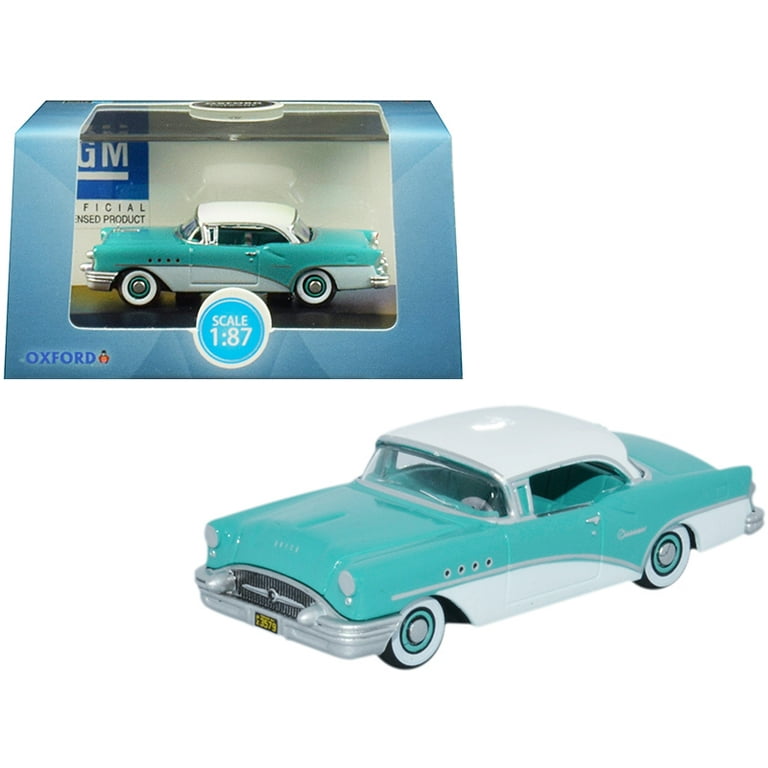 1955 Buick Century Turquoise and Polo White 1/87 (HO) Scale Diecast Model  Car by Oxford Diecast