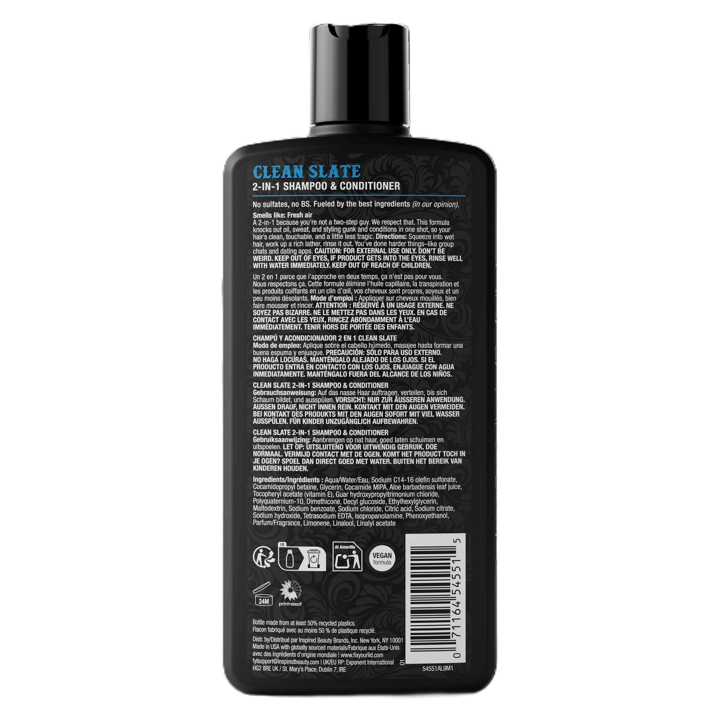 Fix Your Lid Clean Slate 2-in-1 Shampoo & Conditioner, 14 us fl oz