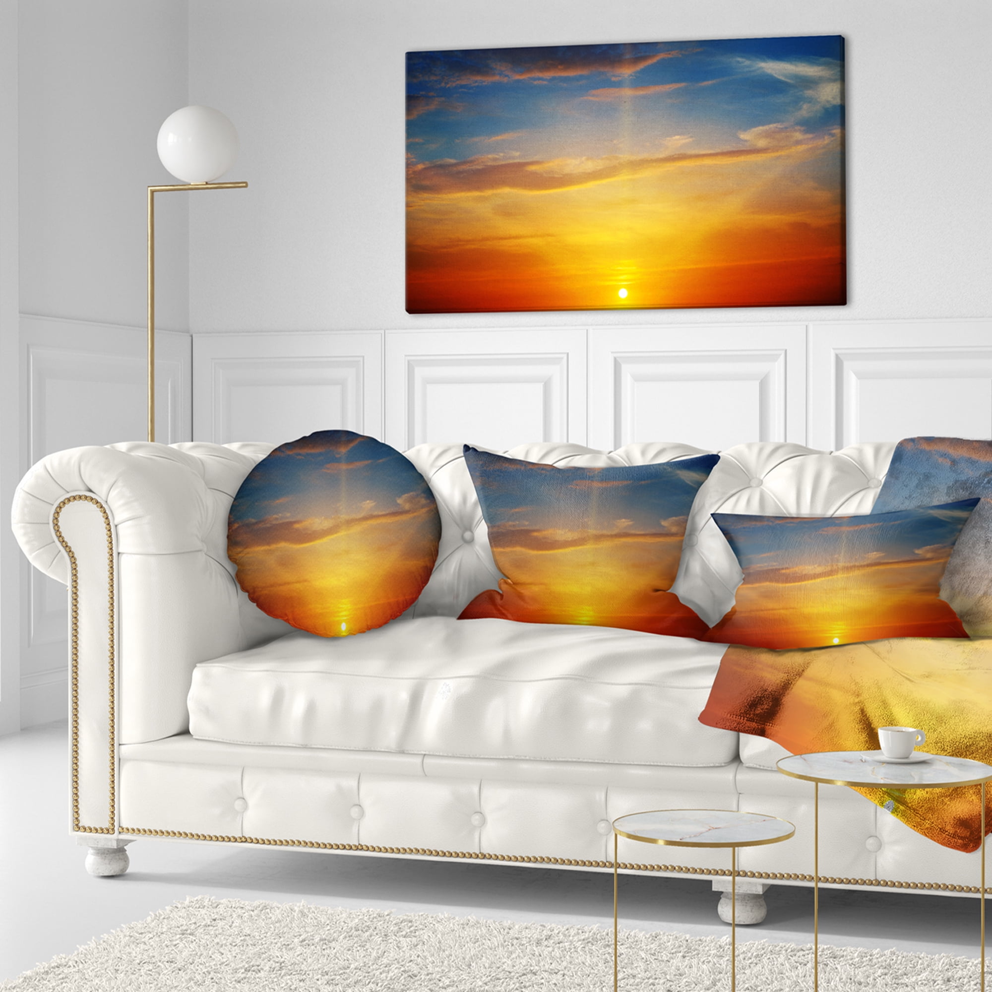 Designart Sunlight in Sky above Horizon - Oversized Beach Throw Pillow - 12x20