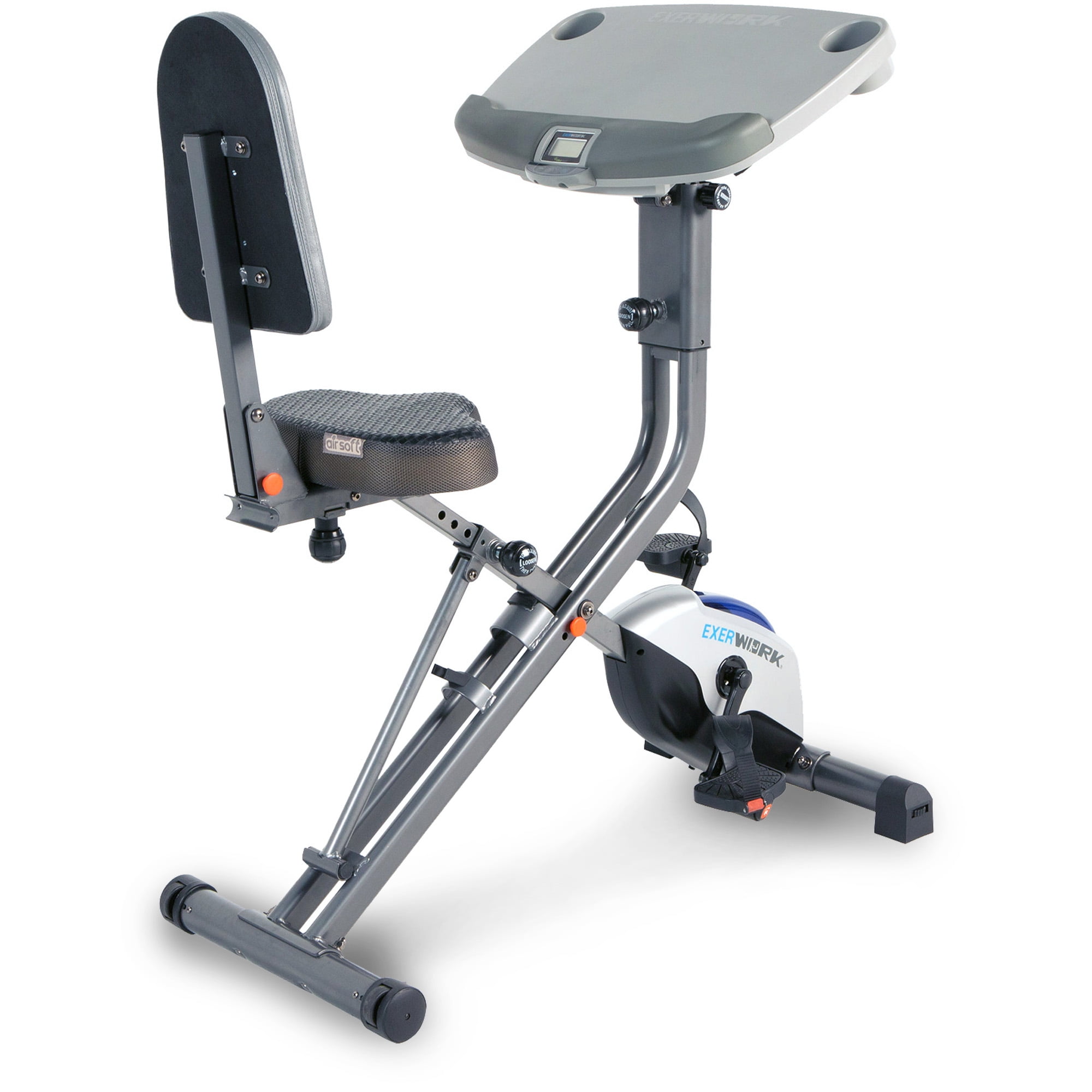 Exerpeutic Exerwork 2000i Bluetooth Folding Exercise Desk Bike with 24 Workout Programs and Free App