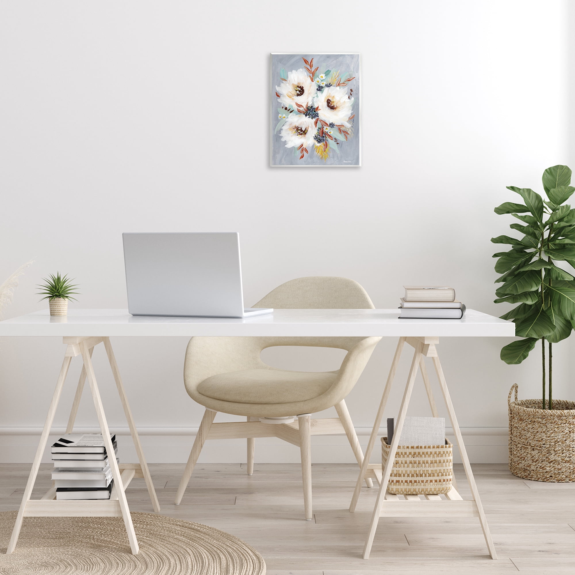 Stupell Industries White Flowers Trio Botanical & Floral Painting Unframed Art Print Wall Art, 11 x 14