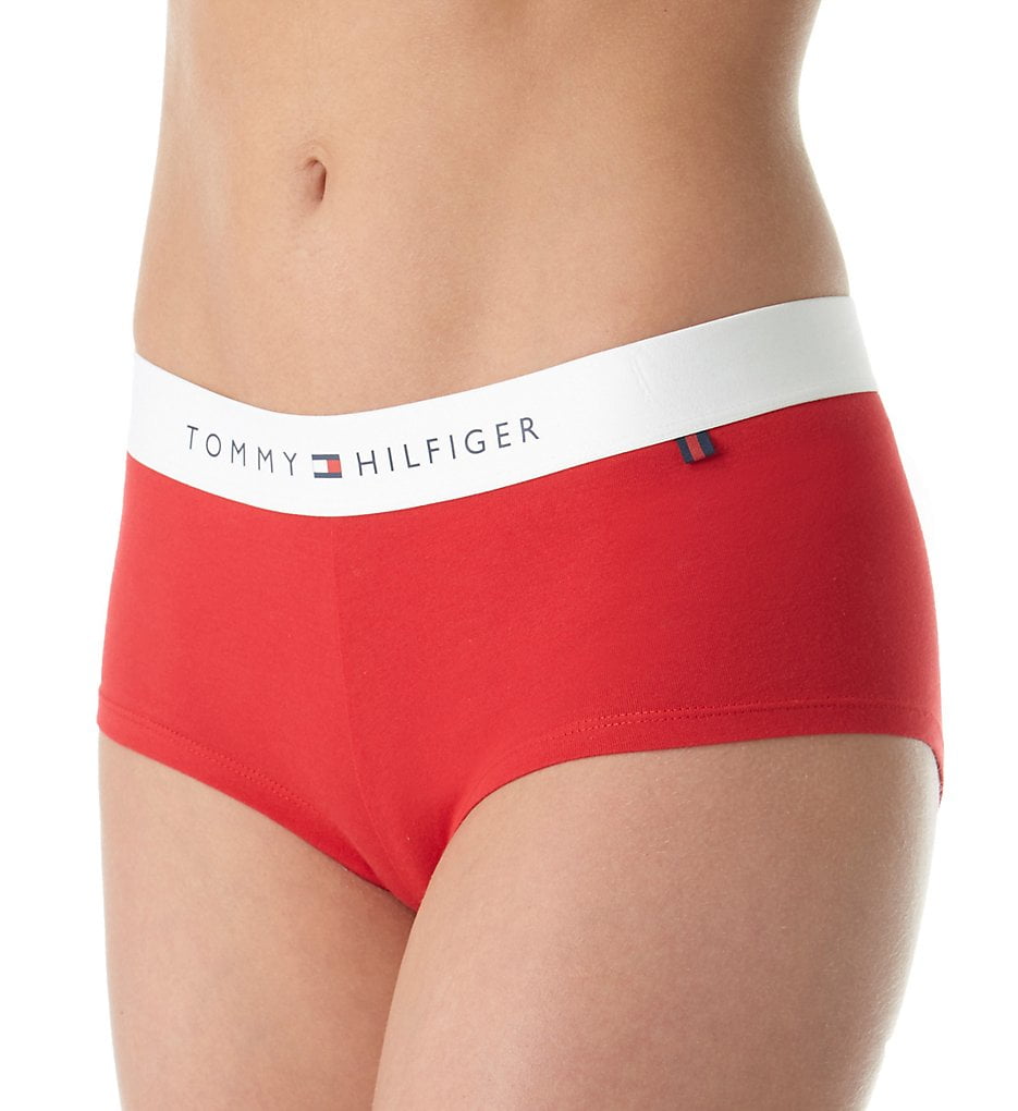 TOMMY HILFIGER Seamless Logo Band Black Red BoyShort Panty Womens M 6 XL 8