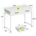 thumbnail image 4 of Casacomoda 32 Inch Writing Desk with 2 Fabric Drawers, Modern Study Table with Storage, Small Computer Desk for Small Space, Home Office Desk, Pure White, 4 of 7
