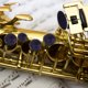 thumbnail image 2 of Juego de 9 piezas de saxofón alto, tenor y soprano con incrustaciones de botones y llaves (azul oscuro), 2 of 8